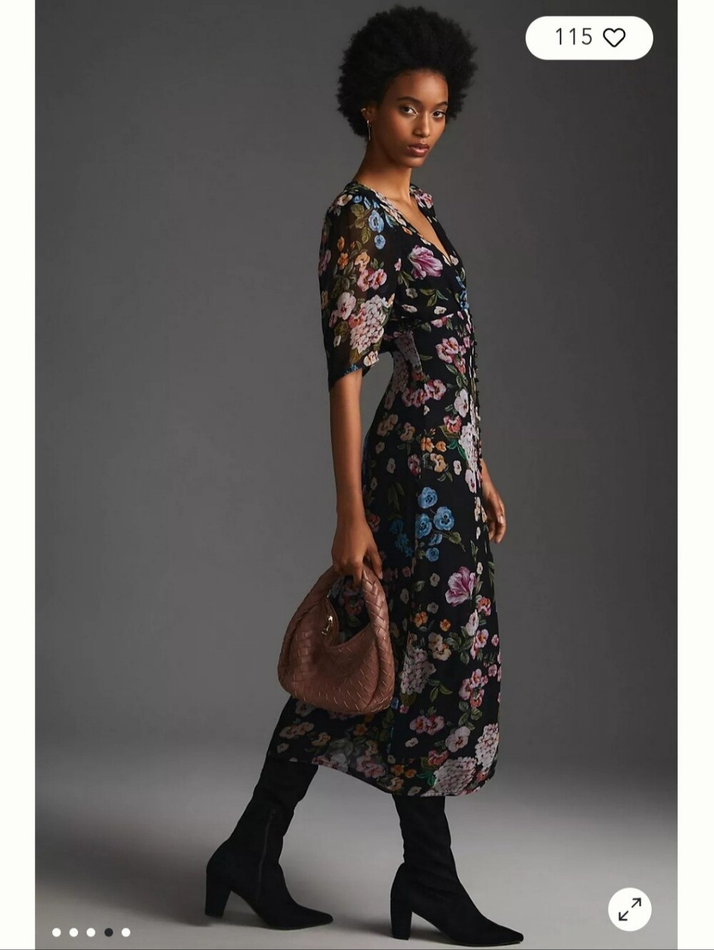 Anthropologie Maeve puff-sleeve Midi dress Romantic Cottagecore Prairie Floral - Picture 4 of 14